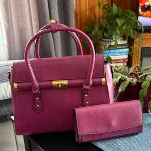 Elegant Purple Handbag and Wallet Set